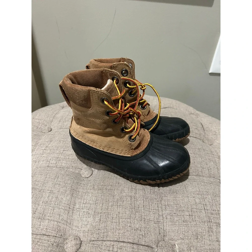 Sorel Kids Waterproof Duck Boots Brown Black Lace Up Size Youth 1